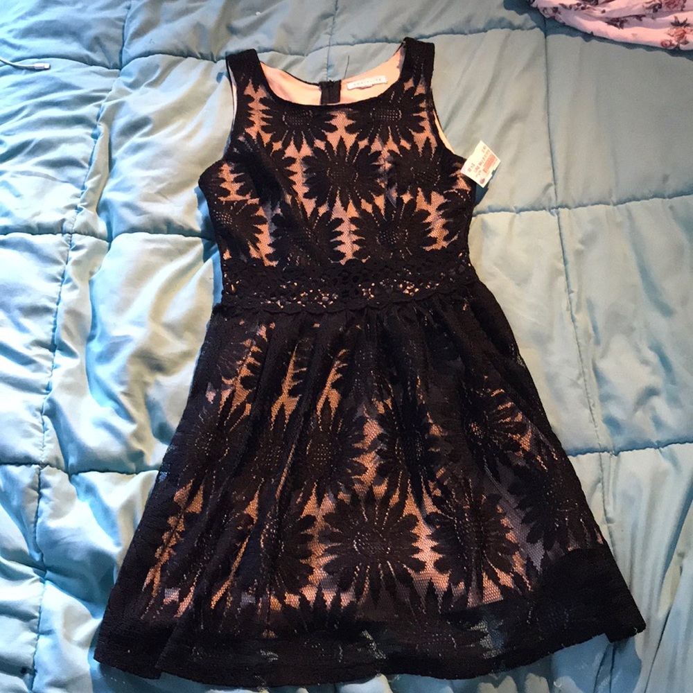 Black and nude Socialite floral lace dress